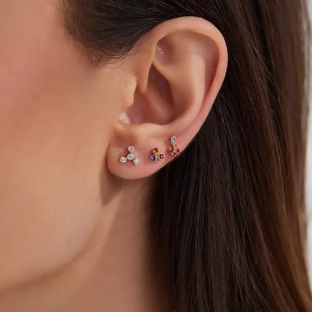 Dots Four Diamond Rose Gold Single Earring