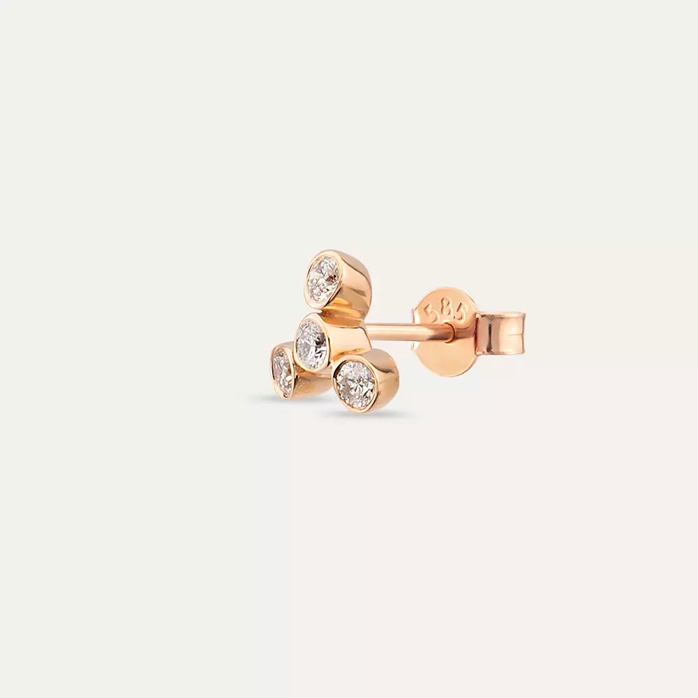 Dots Four Diamond Rose Gold Single Earring