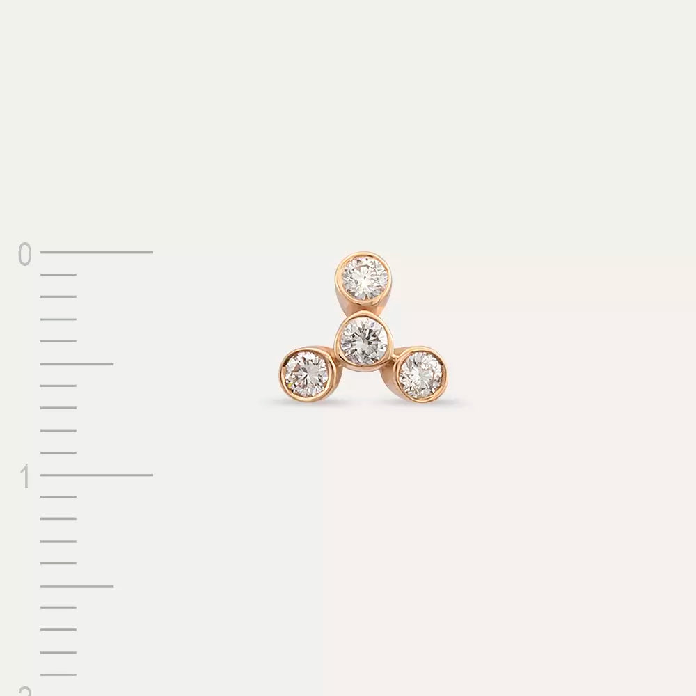 Dots Four Diamond Rose Gold Single Earring