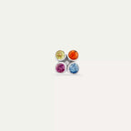 Dots Frame Multi-Color Sapphire White Gold Single Earring