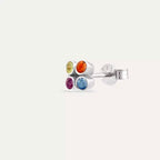 Dots Frame Multi-Color Sapphire White Gold Single Earring