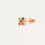 Dots Frame Multicolor Sapphire Rose Gold Single Earring