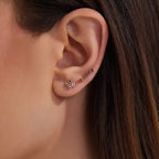 Dots Frame Multicolor Sapphire Rose Gold Single Earring