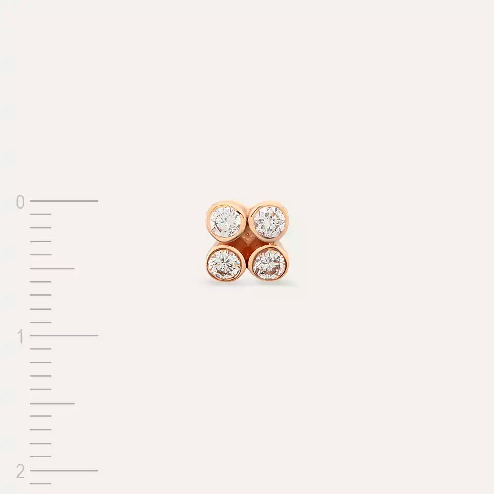 Dots Frame Diamond Rose Gold Single Earring