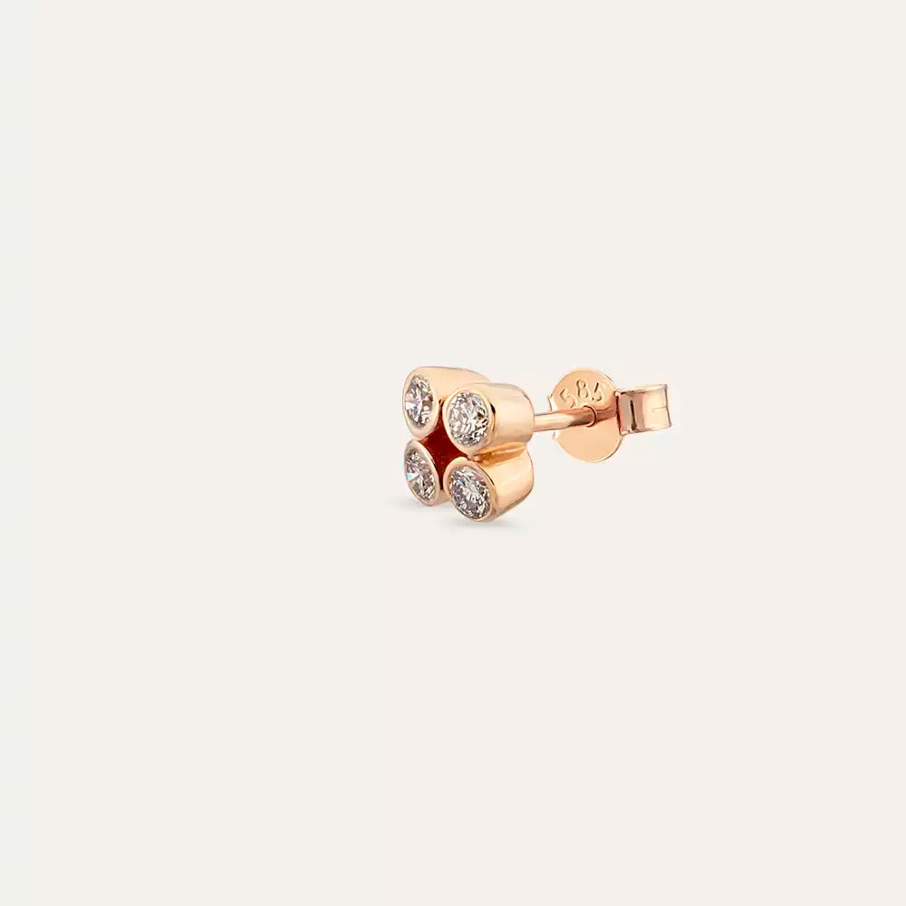 Dots Frame Diamond Rose Gold Single Earring