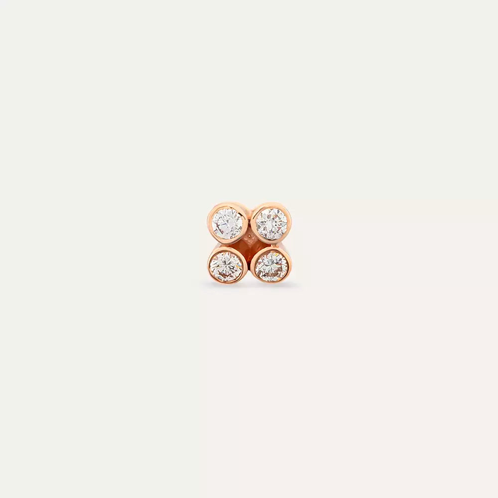 Dots Frame Diamond Rose Gold Single Earring