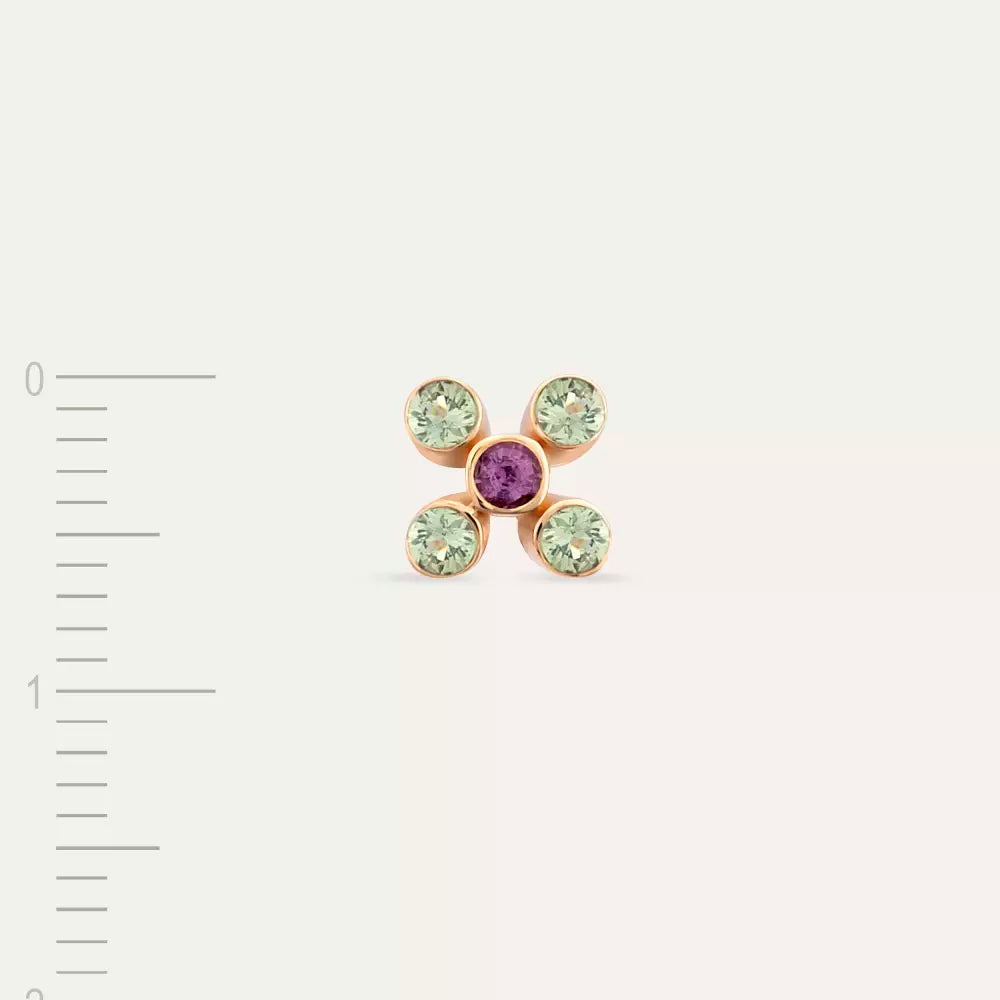 Dots Multicolor Sapphire Rose Gold Single Earring
