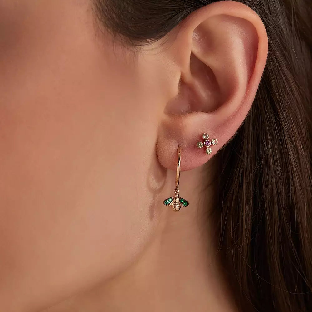 Dots Multicolor Sapphire Rose Gold Single Earring