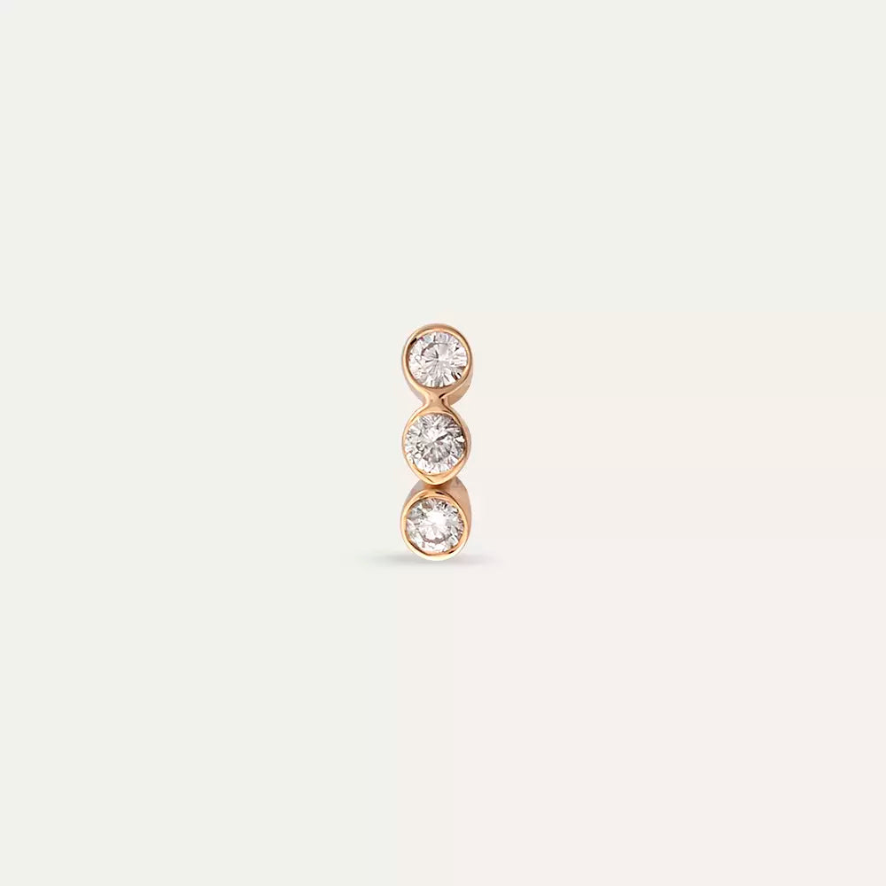 Dots Three Diamond Rose Gold Mini Single Earring