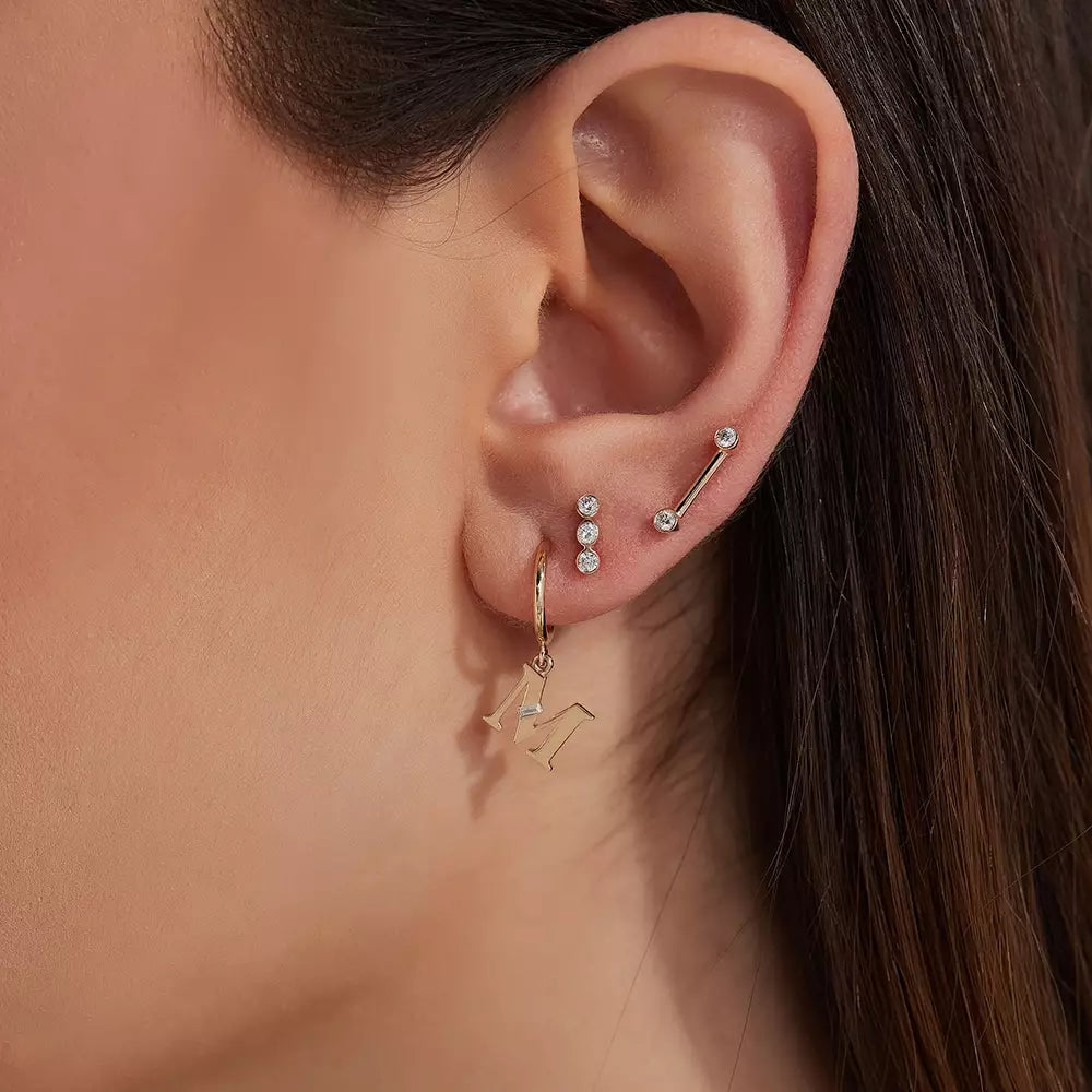 Dots Three Diamond Rose Gold Mini Single Earring