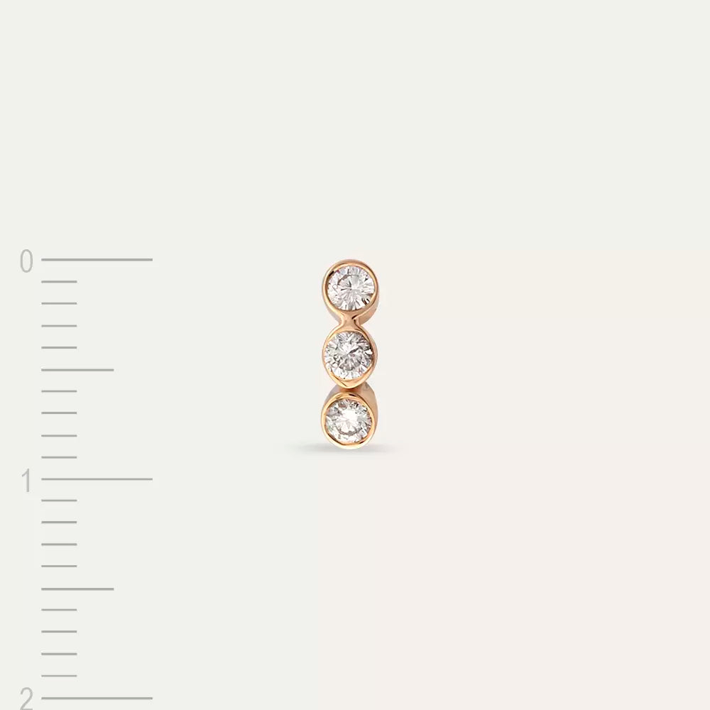 Dots Three Diamond Rose Gold Mini Single Earring
