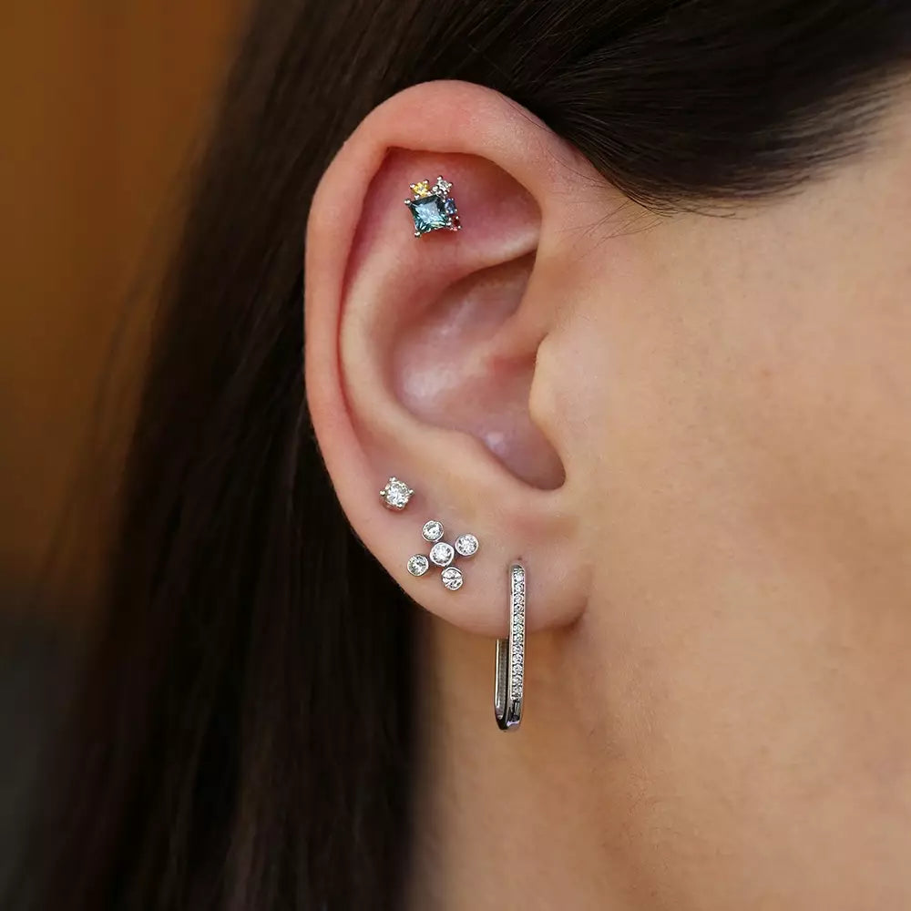 Dots White Diamond Single Earring
