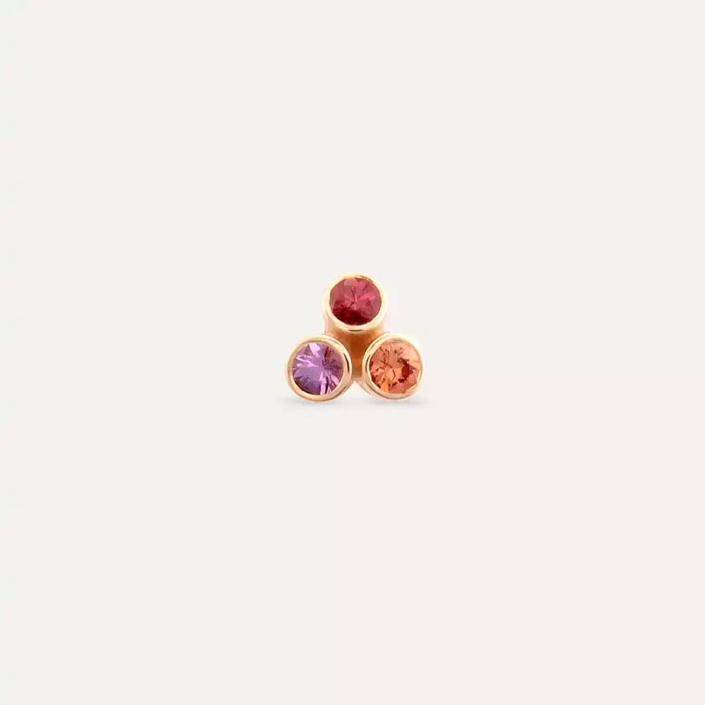 Blissy Multicolor Safir Taşlı Rose Altın Tek Küpe