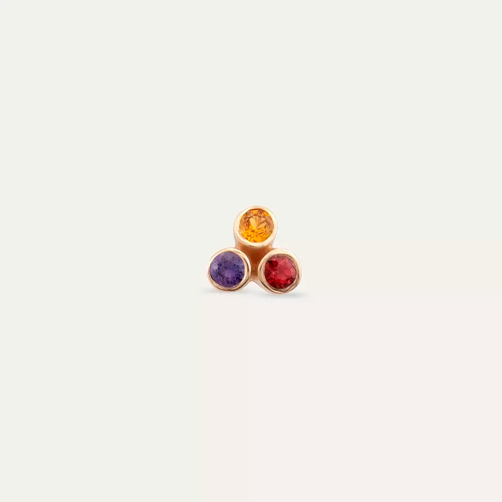 Blissy Orange, Red, Purple Sapphire Rose Gold Single Earring