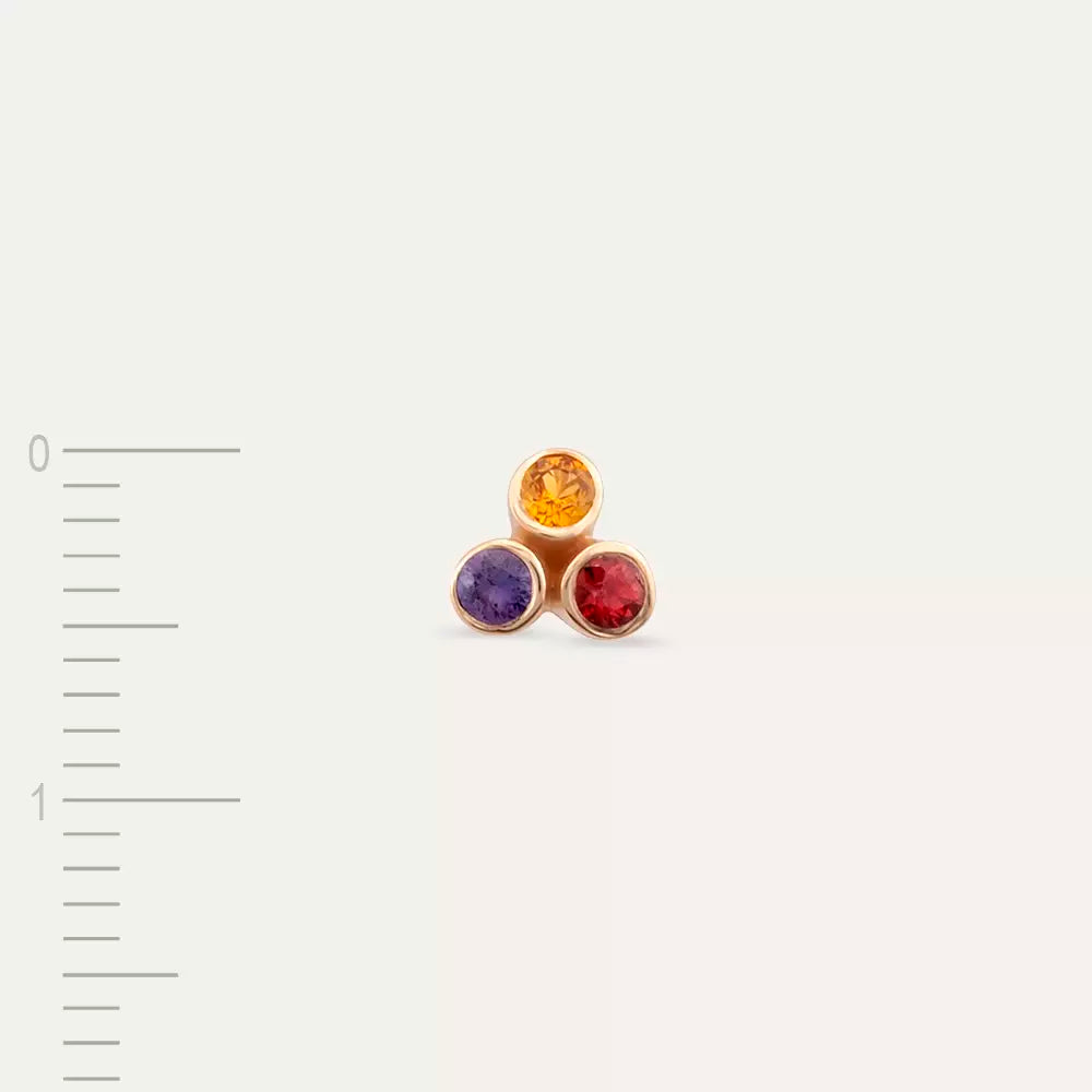 Blissy Orange, Red, Purple Sapphire Rose Gold Single Earring