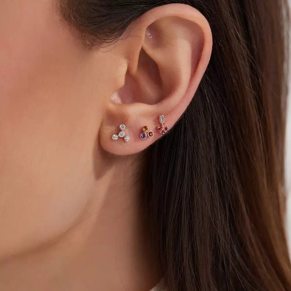 Blissy Orange, Red, Purple Sapphire Rose Gold Single Earring