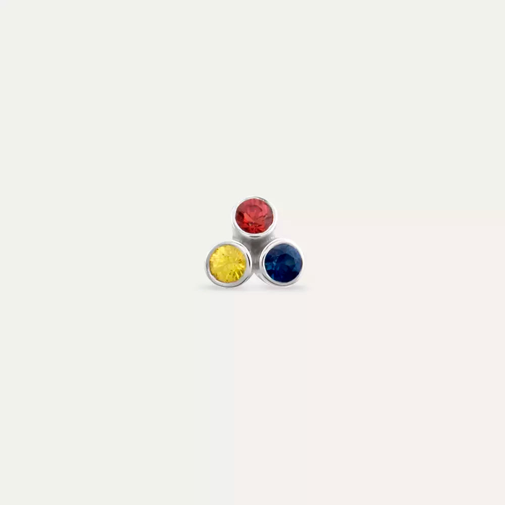 Blissy Red, Blue, Yellow Sapphire White Gold Single Earring