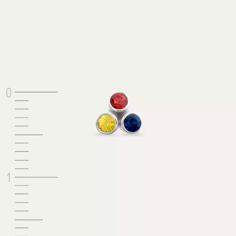 Blissy Red, Blue, Yellow Sapphire White Gold Single Earring