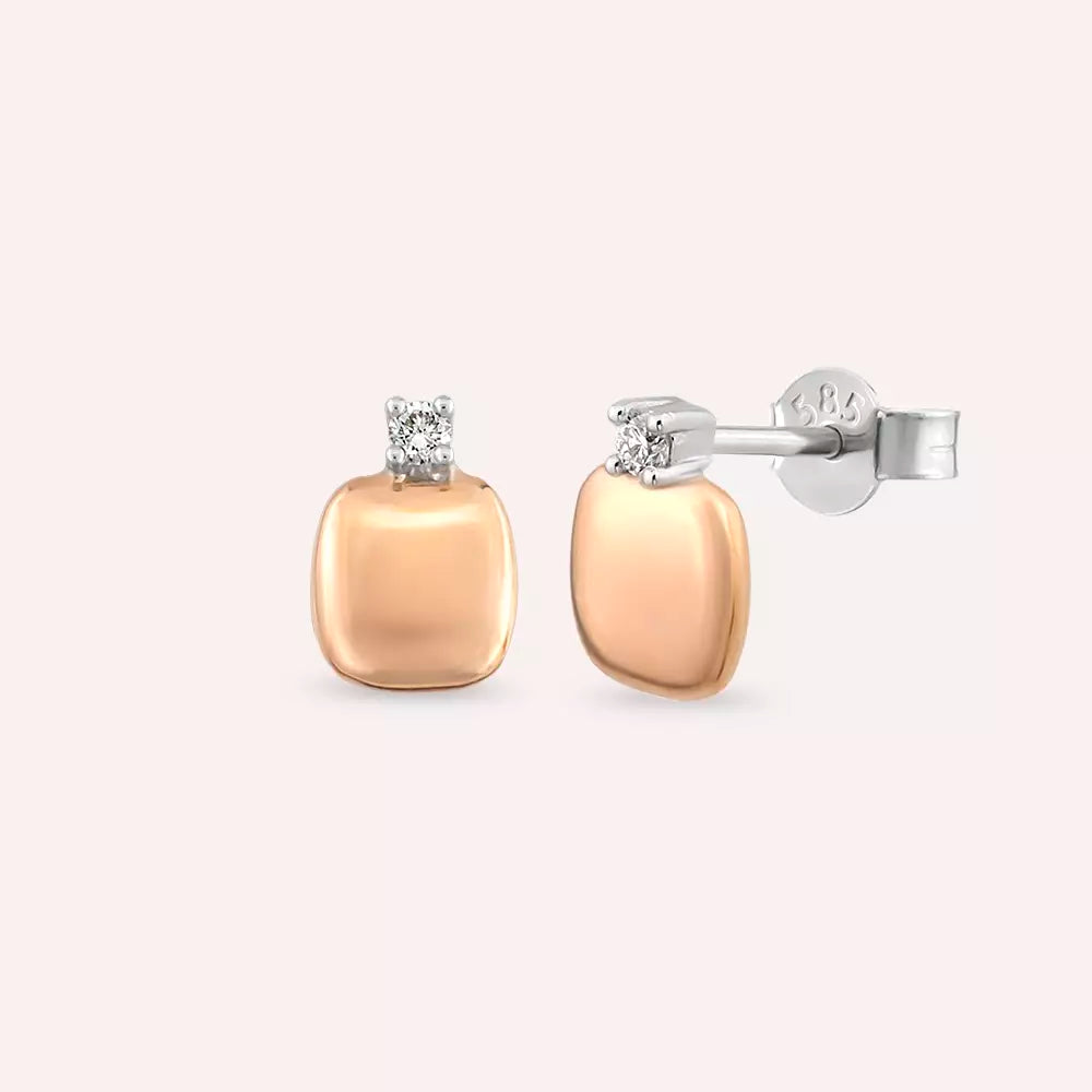 Blush Diamond Rose and White Gold Earrings