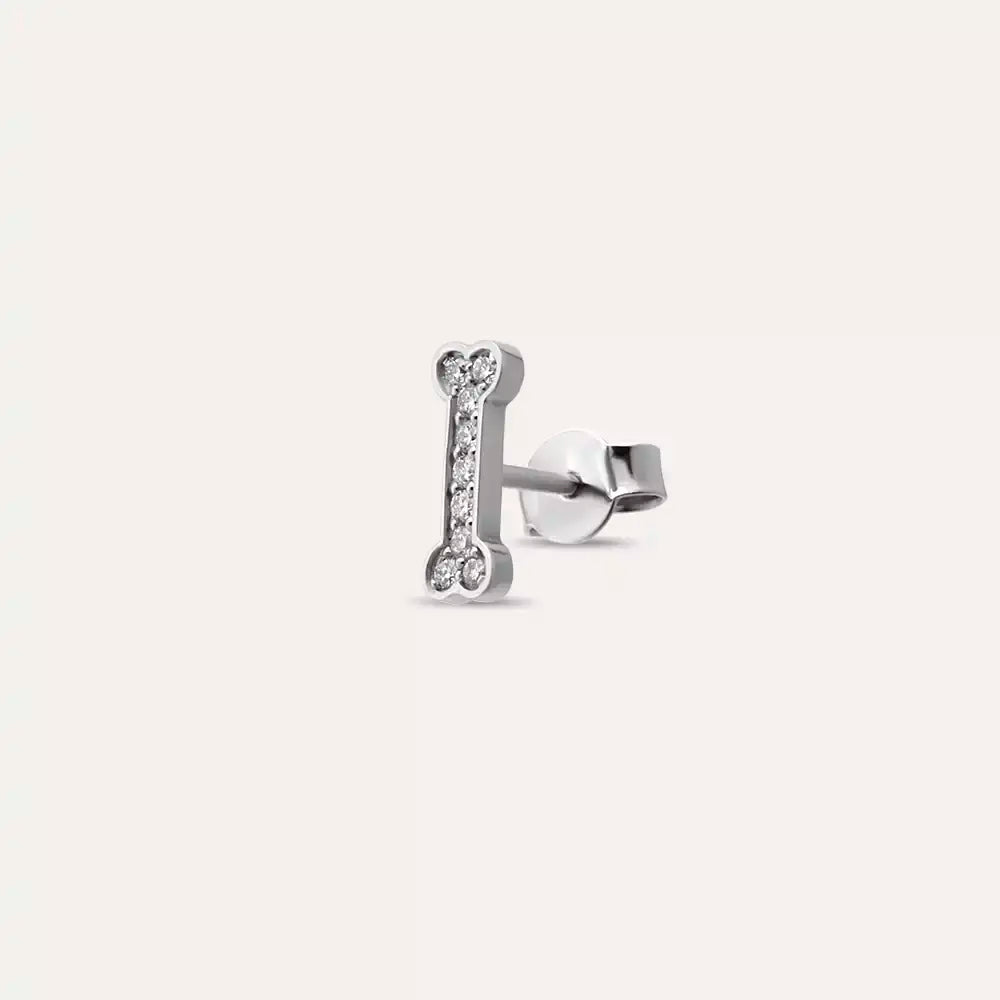 Bony Diamond White Gold Single Earring