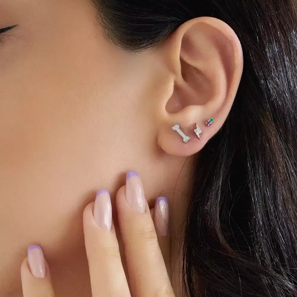 Bony Diamond White Gold Single Earring