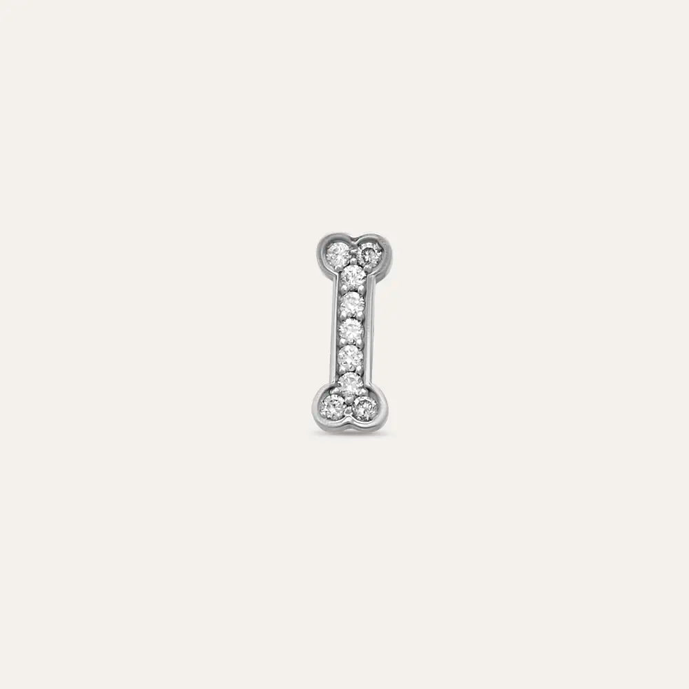 Bony Pırlanta Taşlı Beyaz Altın Piercing