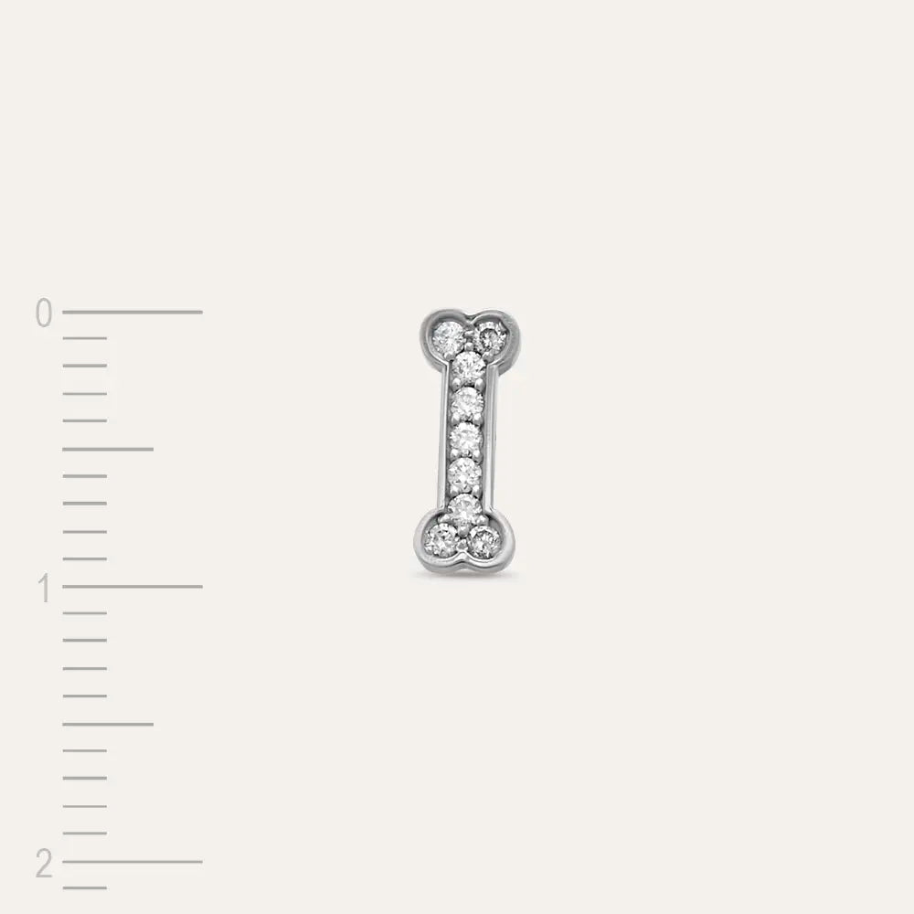 Bony Pırlanta Taşlı Beyaz Altın Piercing