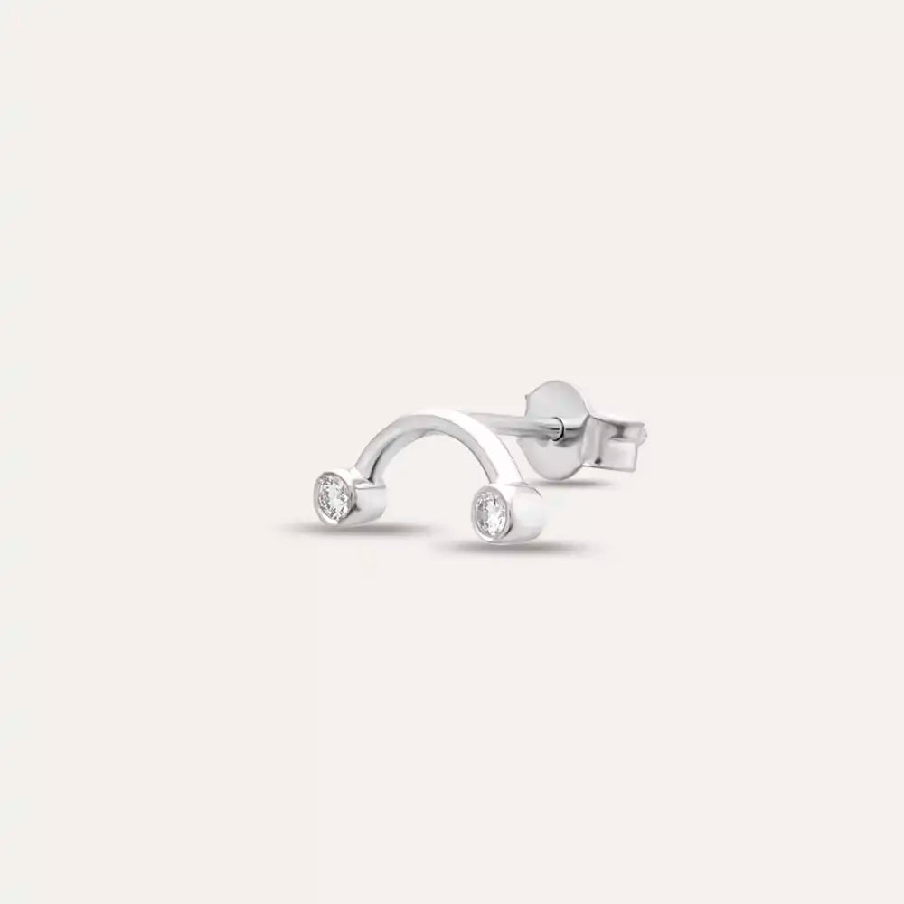 Bow Diamond White Gold Mini Single Earring