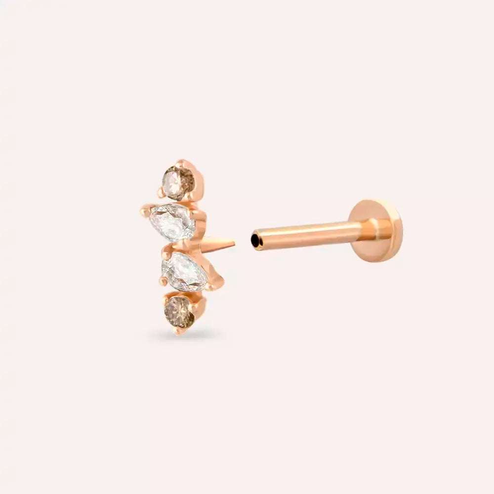 Brill Brown Diamond Rose Gold Piercing