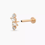 Brill Pırlanta Taşlı Rose Altın Piercing
