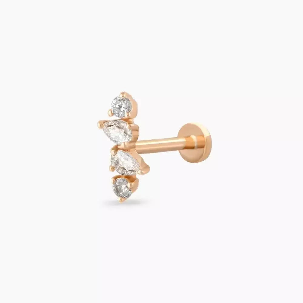 Brill Pırlanta Taşlı Rose Altın Piercing
