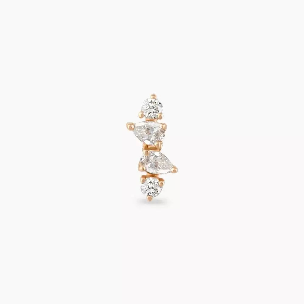 Brill Pırlanta Taşlı Rose Altın Piercing