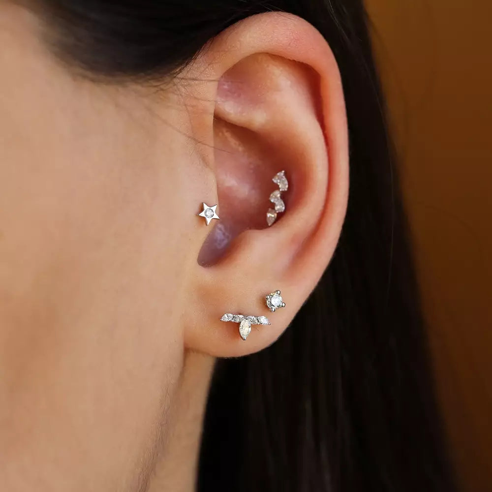 Brine Diamond White Gold Single Earring