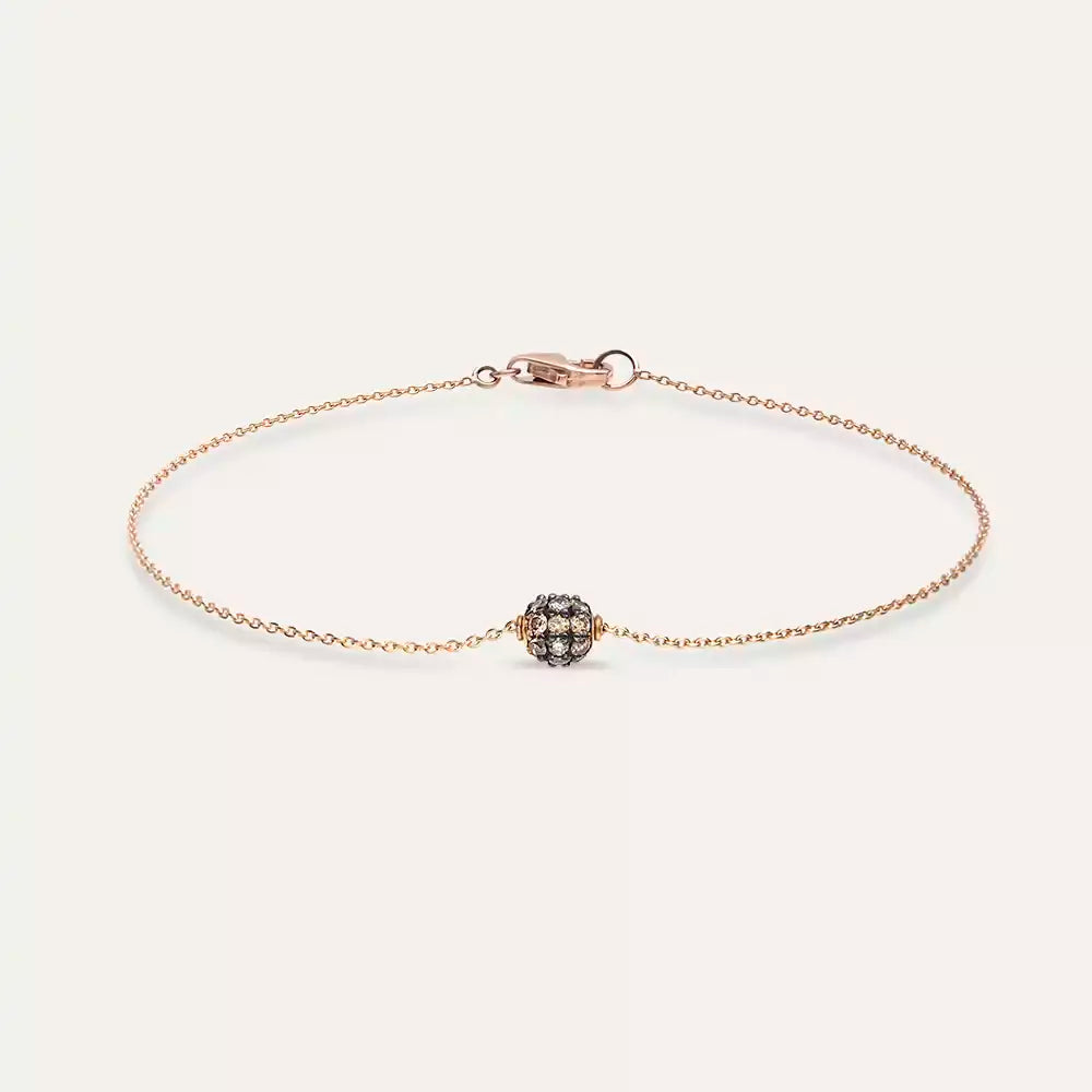 Brown Diamond Rose Gold Ball Bracelet