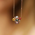 Bubbly 2.16 CT Multicolor Sapphire and Diamond Rose Gold Necklace