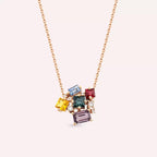 Bubbly 2.16 CT Multicolor Sapphire and Diamond Rose Gold Necklace