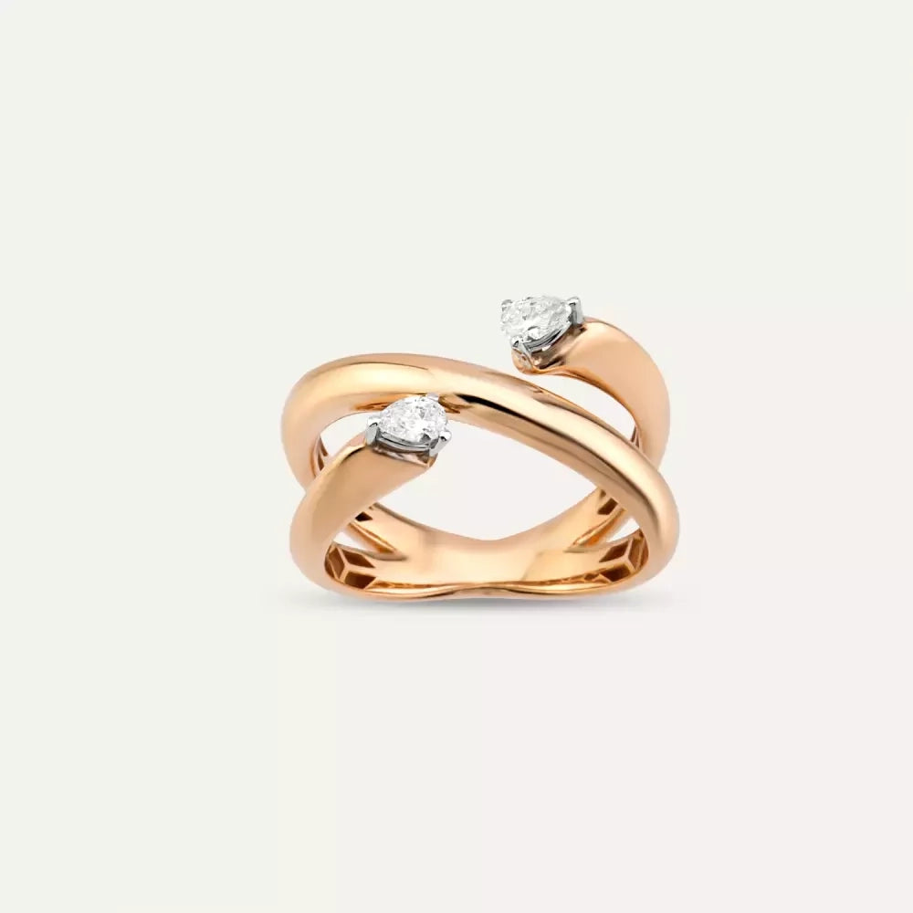 Rose Gold Ring with Buff Teardrop Diamond