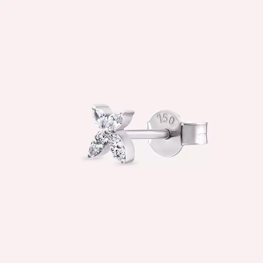 Pion Marquise-Cut Diamond White Gold Single Earring