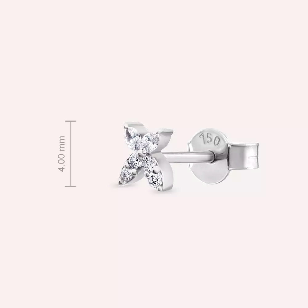 Pion Marquise-Cut Diamond White Gold Single Earring