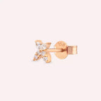 Rose Gold Solitaire Stud Earring with Marquise Cut Diamond