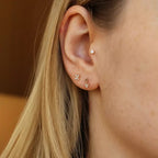 Rose Gold Solitaire Stud Earring with Marquise Cut Diamond