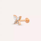 Pion Pırlanta Taşlı Rose Altın Piercing