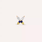 Rose Gold Piercing with Pion Yellow, Blue Sapphire and Diamond Stones