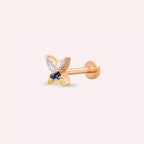 Rose Gold Piercing with Pion Yellow, Blue Sapphire and Diamond Stones