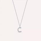C Letter 0.07 CT Diamond White Gold Necklace