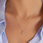 C Letter 0.07 CT Diamond White Gold Necklace
