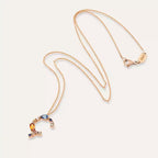 Ç Letter Brown Diamond and Multicolor Sapphire Rose Gold Necklace