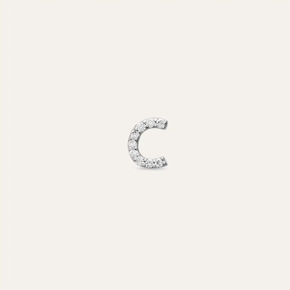 C Letter Diamond White Gold Piercing