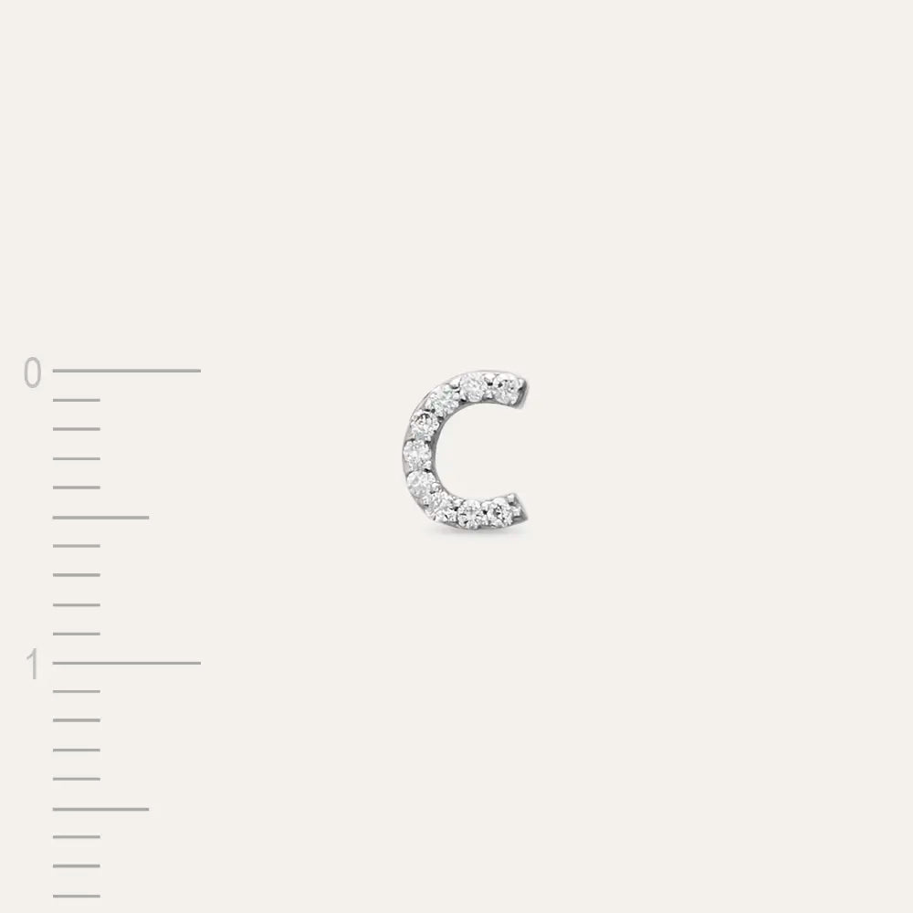 C Letter Diamond White Gold Piercing