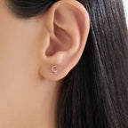 Ç Harf Pırlanta Taşlı Rose Altın Piercing